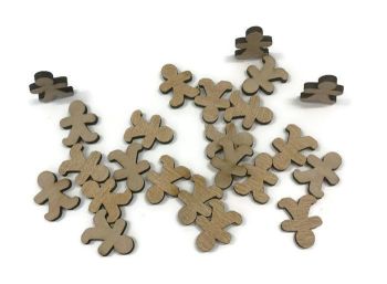 Wooden Plywood 35mm Gingerbread Men, 25-100 Quantity 4mm Thick 