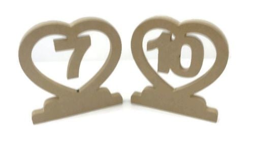 Freestanding Wooden Table Numbers - Wedding - Craft MDF - 25mm Thick  