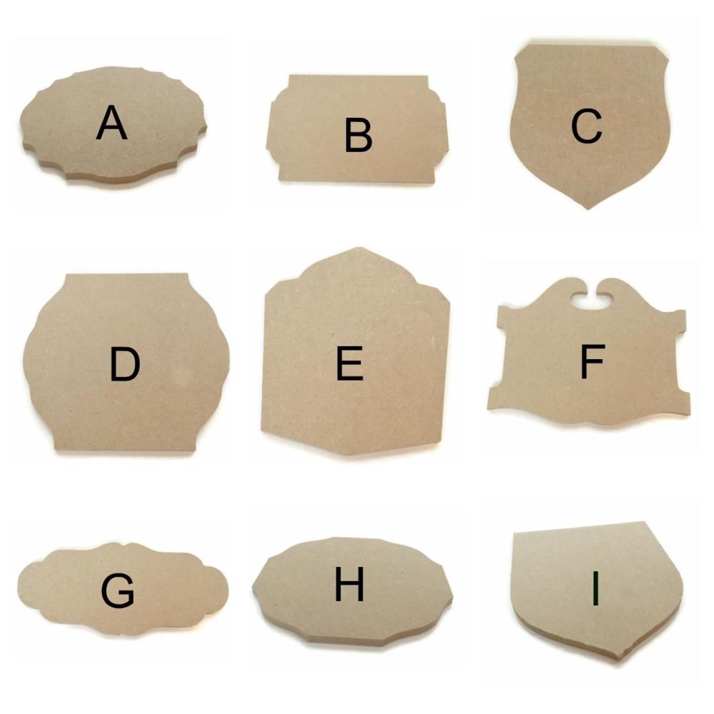 MDF Wooden Plaques, Variety of Shapes & Sizes 6mm Thick