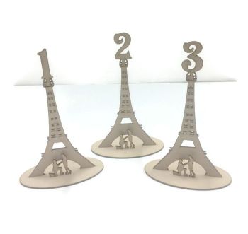 MDF Wooden Wedding, Party Standing Table Numbers, Eiffel Tower Style  