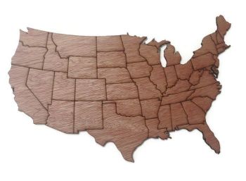 Countries Of The World, Wooden Plywood Plaques, USA