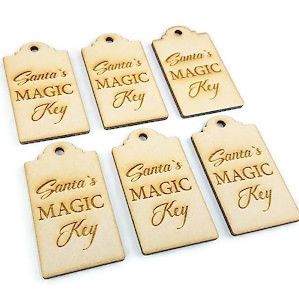 Pack of 10 Tags, 3mm MDF, 'Santas Magic Key' Can Be Personalised  