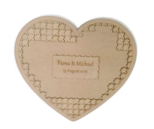 Wooden Heart Shape MDF Jigsaw Puzzle Guestbook Wedding Birthday 190 pieces 