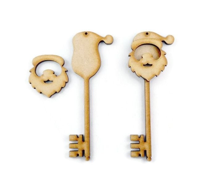3D Style Santa Key 150mm high, made from 3mm MDF Sold in packs of 10