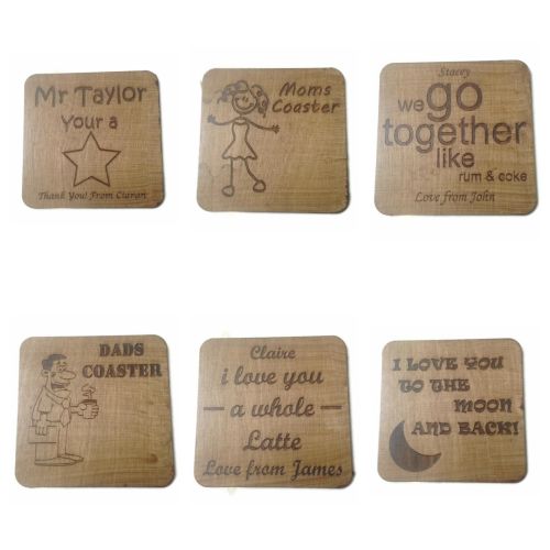 Novelty Wooden Cup Holders Coasters Personalised Present Birthday High Qual