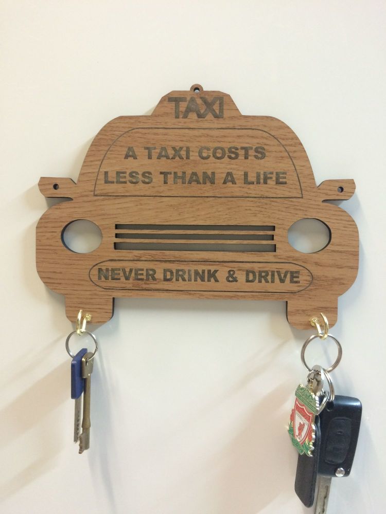 Oak Finish Varnished Taxi Key Holder Wall Mounted, 6mm Thick 
