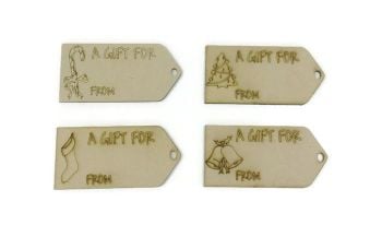 4 x MDF Wooden Christmas Present Gift Tags  
