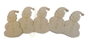 5x Wooden MDF Snowman Shapes