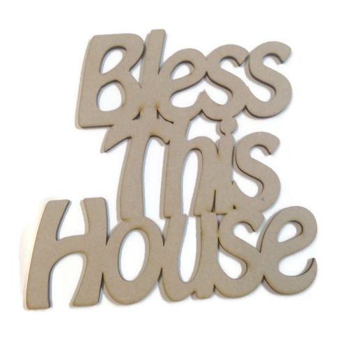 Wooden MDF 'Bless This House' Plaque  