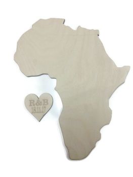 Countries Of The World, Wooden Plywood Plaques, Africa Continent With Heart