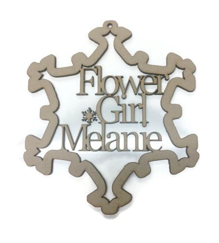 Wooden MDF Personalised Babys Bauble, Name 3mm Thick Snowflake