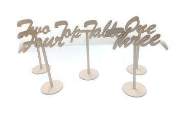 MDF Wooden Standing Table Numbers, Script Font