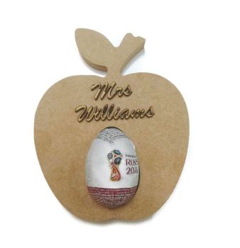 Freestanding MDF Kinder or Creme Egg Holders - Apple With Name