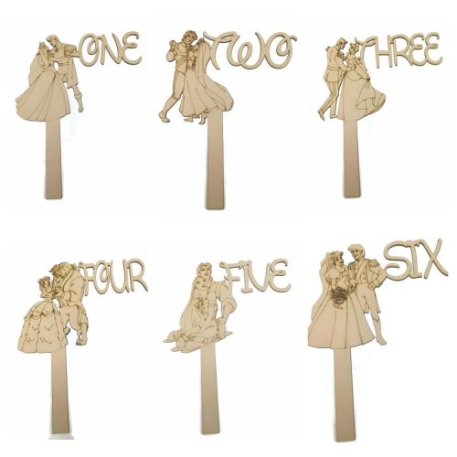 MDF Wooden Wedding, Party Standing Table Numbers, Disney Characters Couples