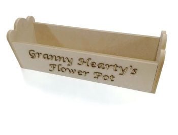 Personalised Wooden MDF Flower Plant Pot Holder Box Any Lettering Required - UNPAINTED