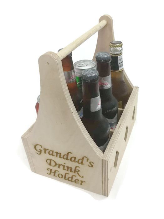 Personalised 6 Pack Beer Holder - Birch Plywood - Unvarnished
