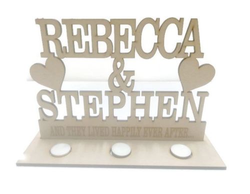 MDF Personalised Etched Wedding Stand With Candle Holders