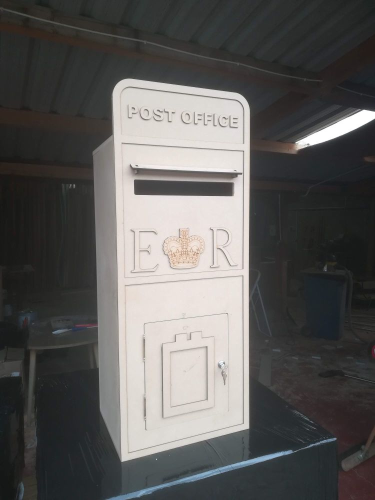 Large 1 metre Royal Mail Wedding Post Box, Lock & Key, Unpainted