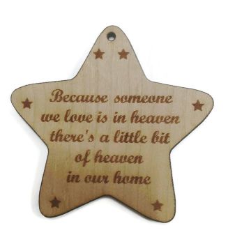 Star shape christmas tree hangers with quote someone we love in heaven 4mm thick 