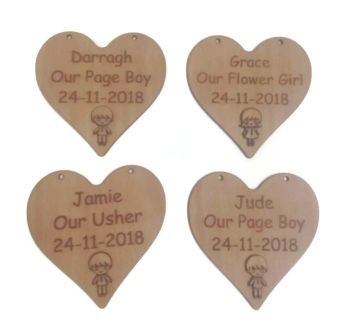 3D Page Boy / Flower Girl Plaques Personalised Both Sides Plywood