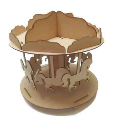 Wooden MDF 3D horse carousel 3mm MDF Children Party Circus Fairground