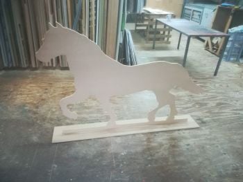 MDF Wooden Large Horse Shape 15mm Thick Freestanding With Base 4ft High 6ft Wide UNPAINTED