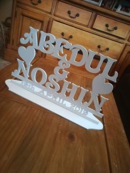 MDF Wooden Wedding / Name Stand Heart (custom made) - Painted
