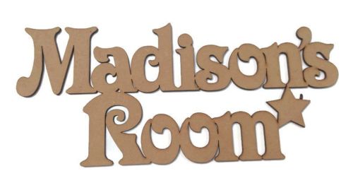 MDF Wooden 'Custom Name' Room Childrens Bedroom Door 3mm MDF Hanging Any Na