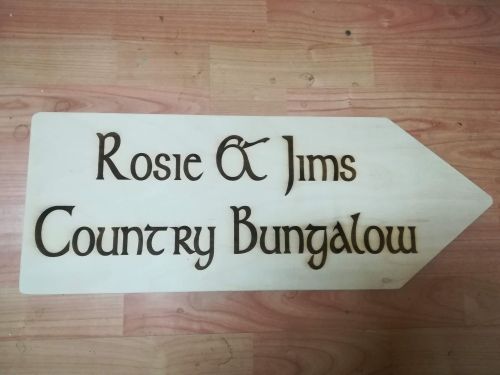 Birch Plywood House Arrow Sign Etched Customised Unvarnished