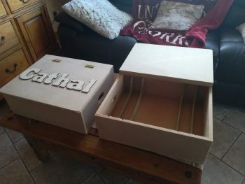 MDF Wooden Personalised Childrens paint accesorie box with chambers and hindges