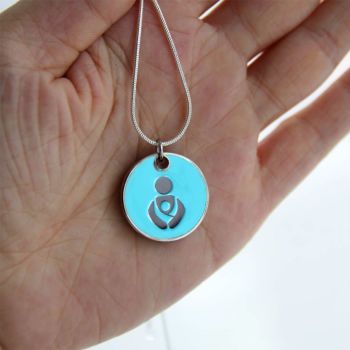 Turquoise Babywearing Token with Silver Necklace