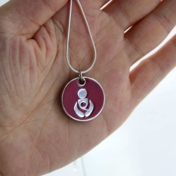 Maroon Babywearing Token with Silver Necklace