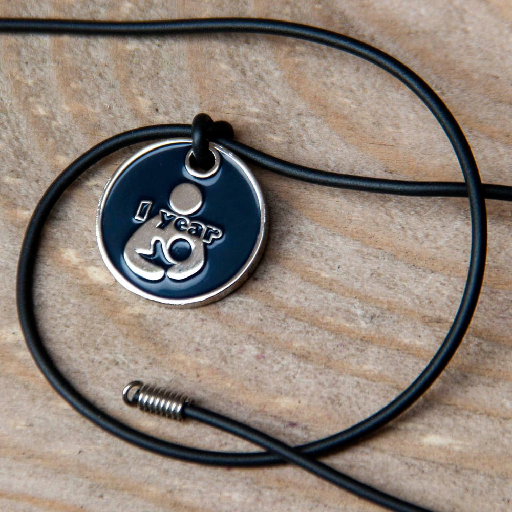 1 year Token with Black Cord Necklace