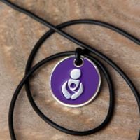 Purple Babywearing Token With Black Cord Necklace