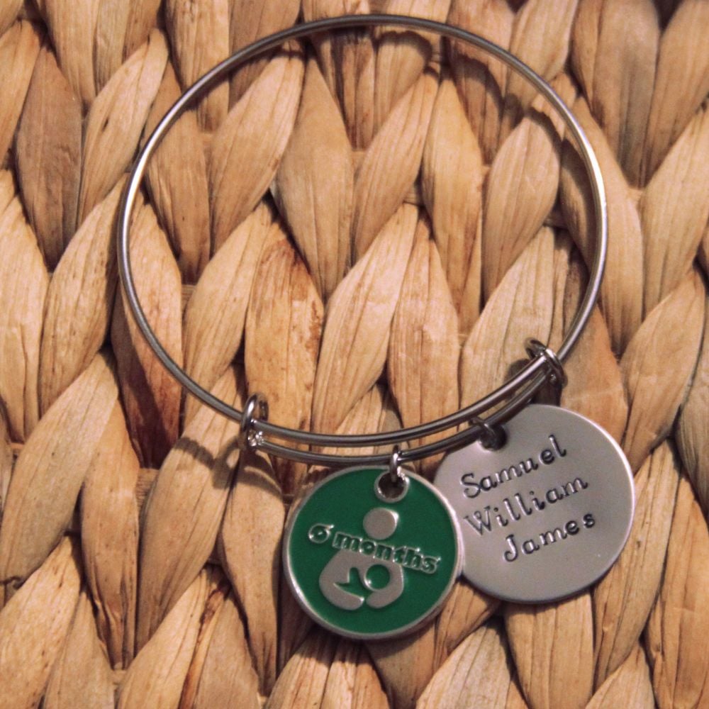 Single loop bracelet with handstamped disk and token