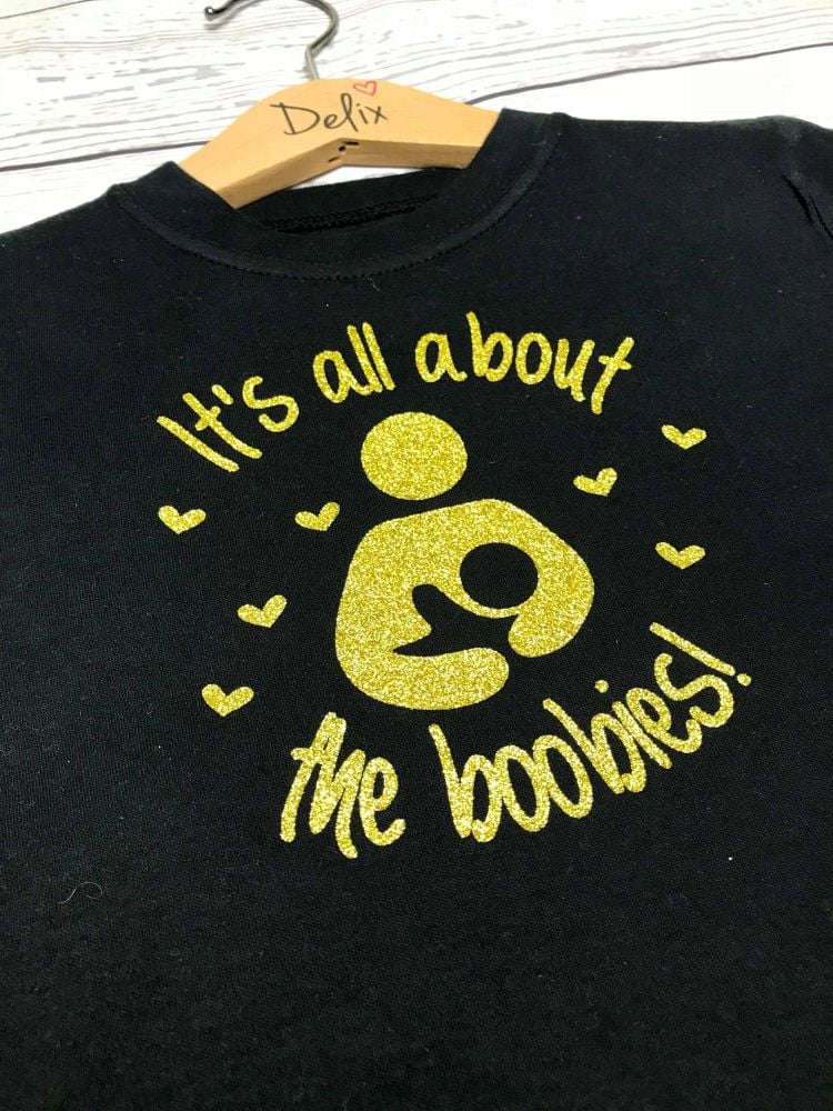 'All about the Boobies!' Golden Boobies child's t-shirt