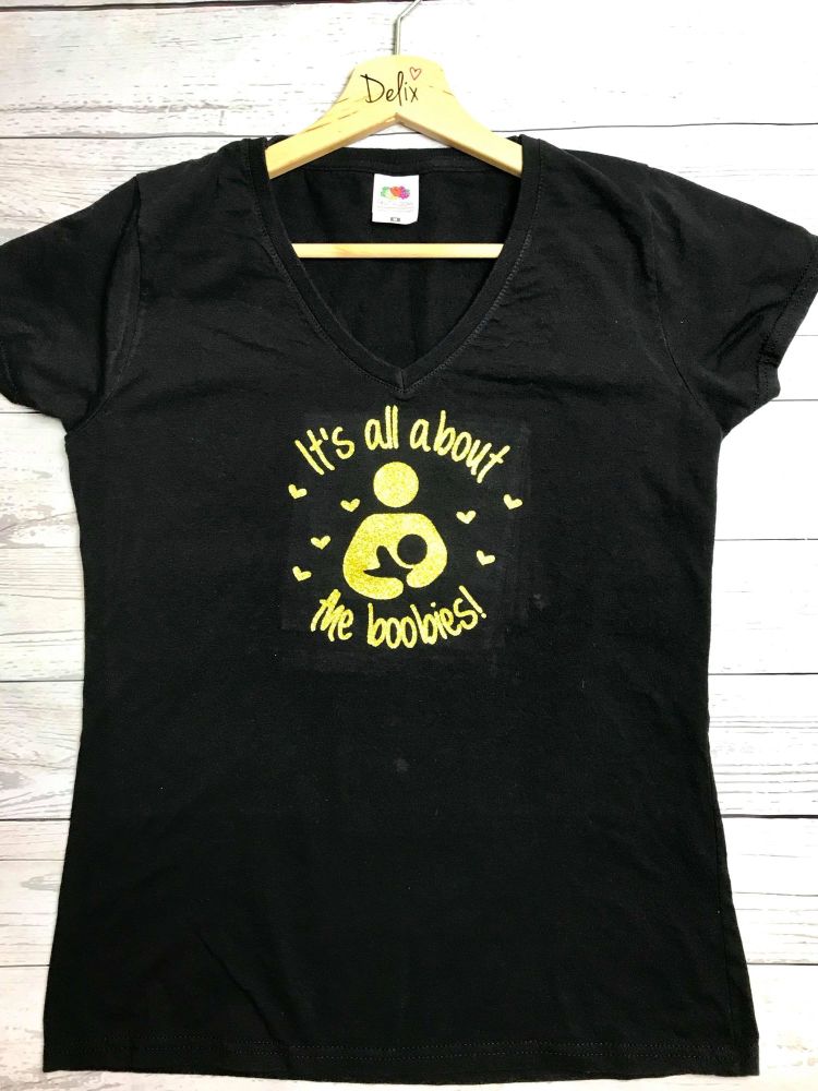 'All about the Boobies!' Golden Boobies Mama t-shirt