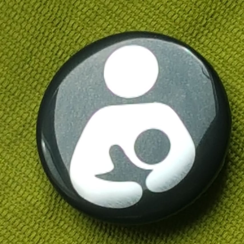 Breastfeeding logo button badge- Silver