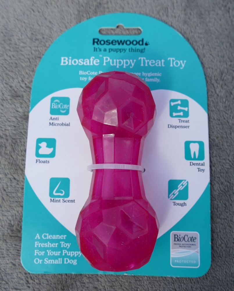 Rosewood Biosafe Puppy Treat Toy Bone - Pink