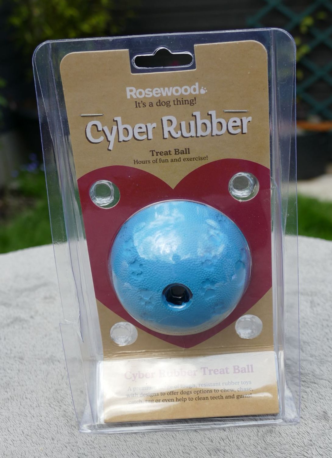 Rosewood Cyber Rubber Treat Ball - Small - Blue