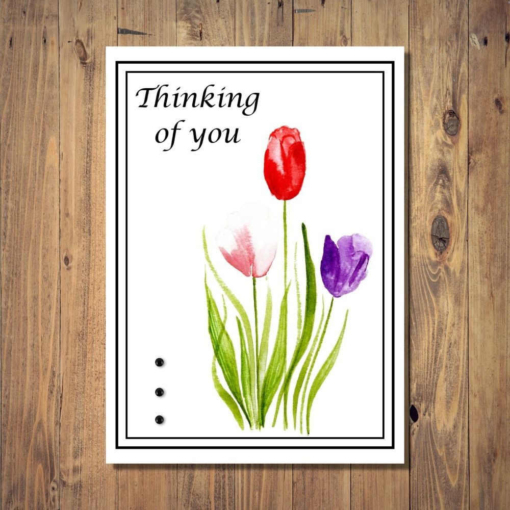 Watercolour Tulips Thinking of You Card 