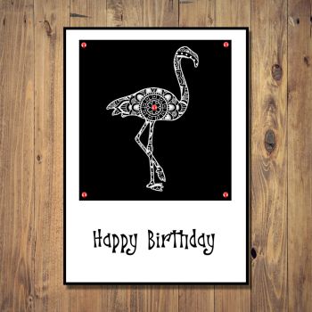 Black & White Flamingo Birthday Card
