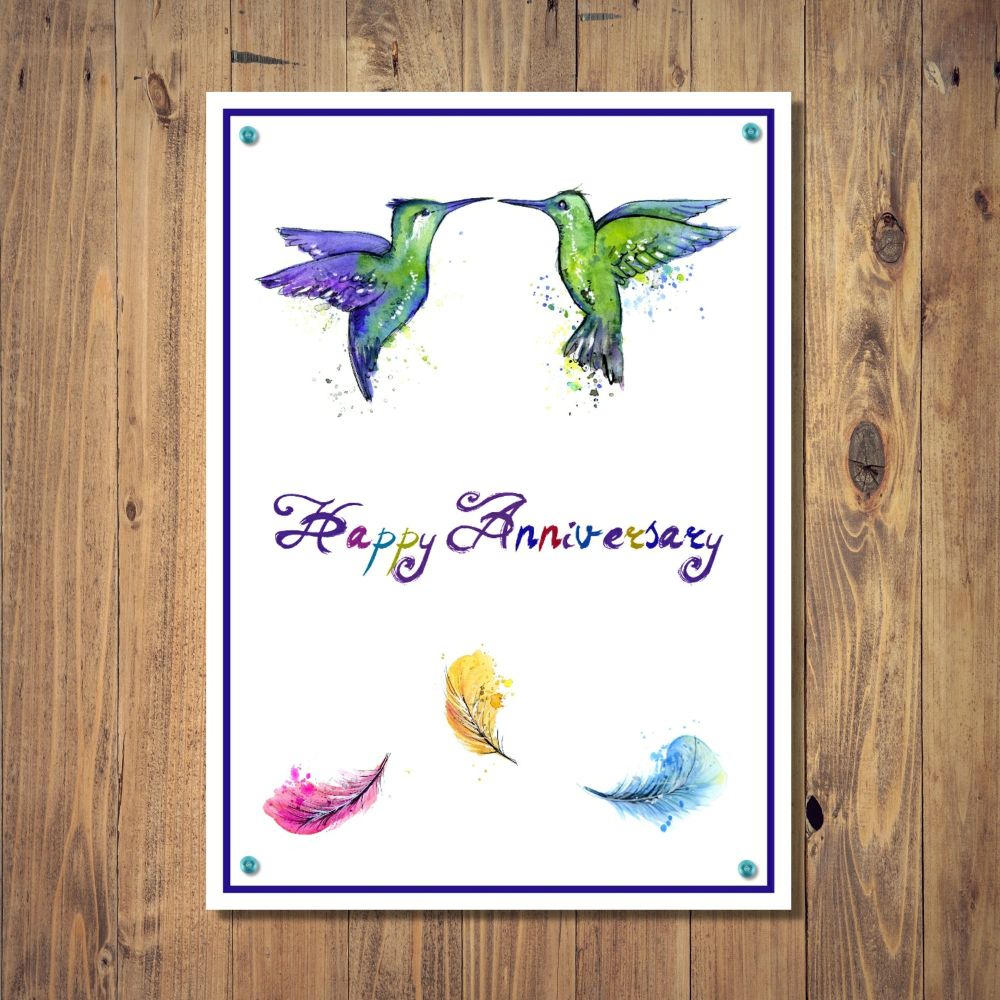 Tropical Paradise Birds Anniversary Card