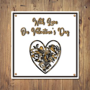 Black And Gold Heart Valentine's Day Card