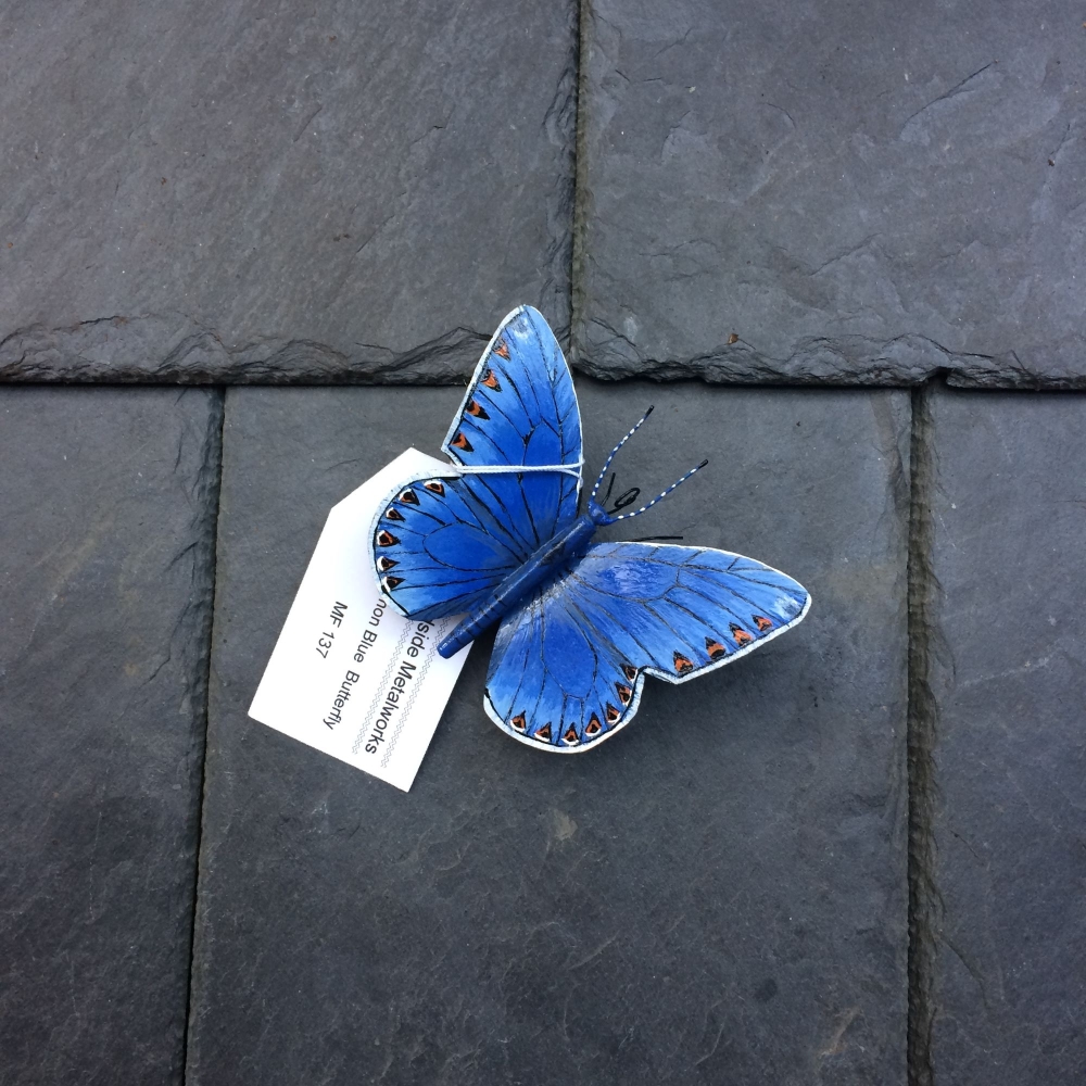 Painted steel common blue butterfly