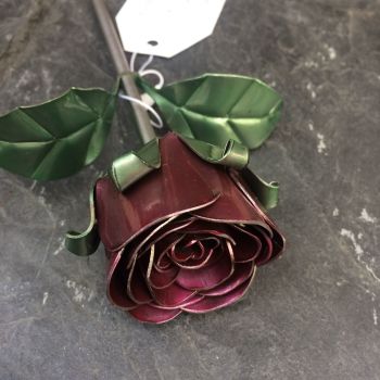 Metal rose flower with a hint of red