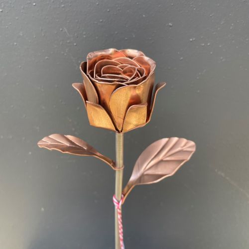 Anniversary copper rose with leaves