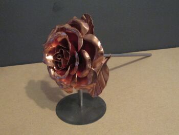 7th Anniversary copper rose with display stand WM1304