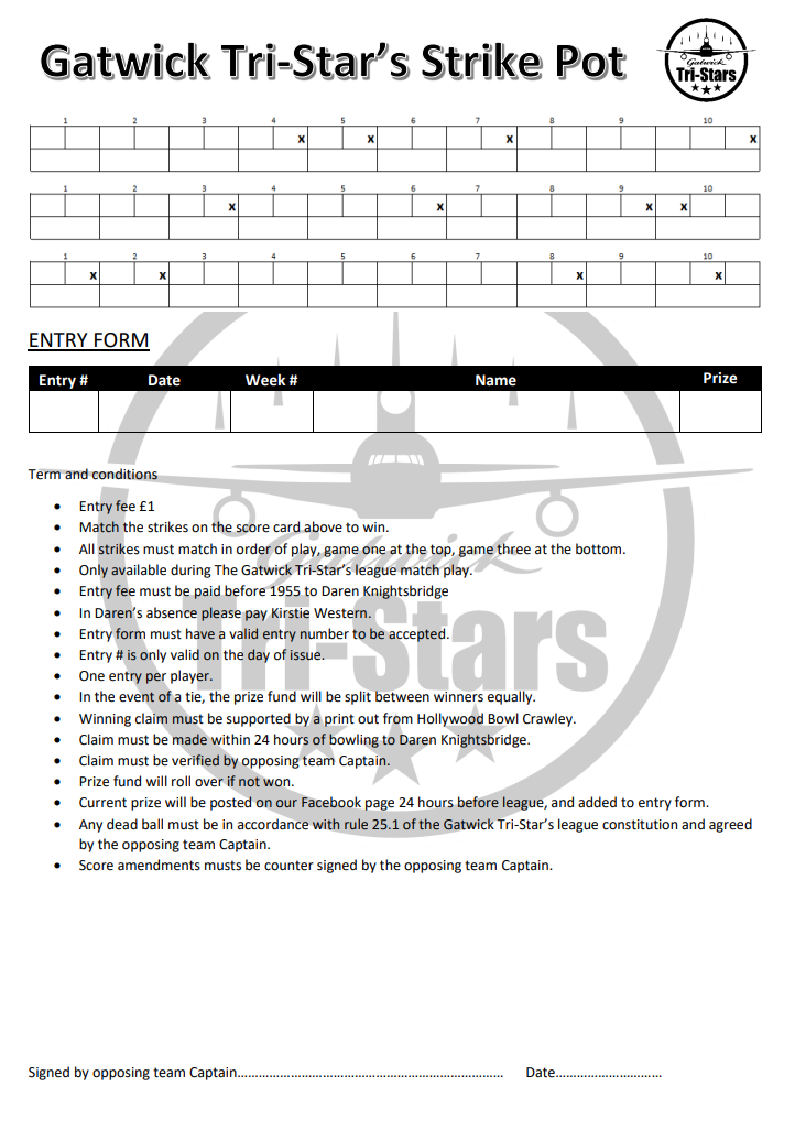 Strike pot entry form