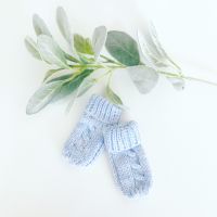 Cable Knit Mittens - Blue